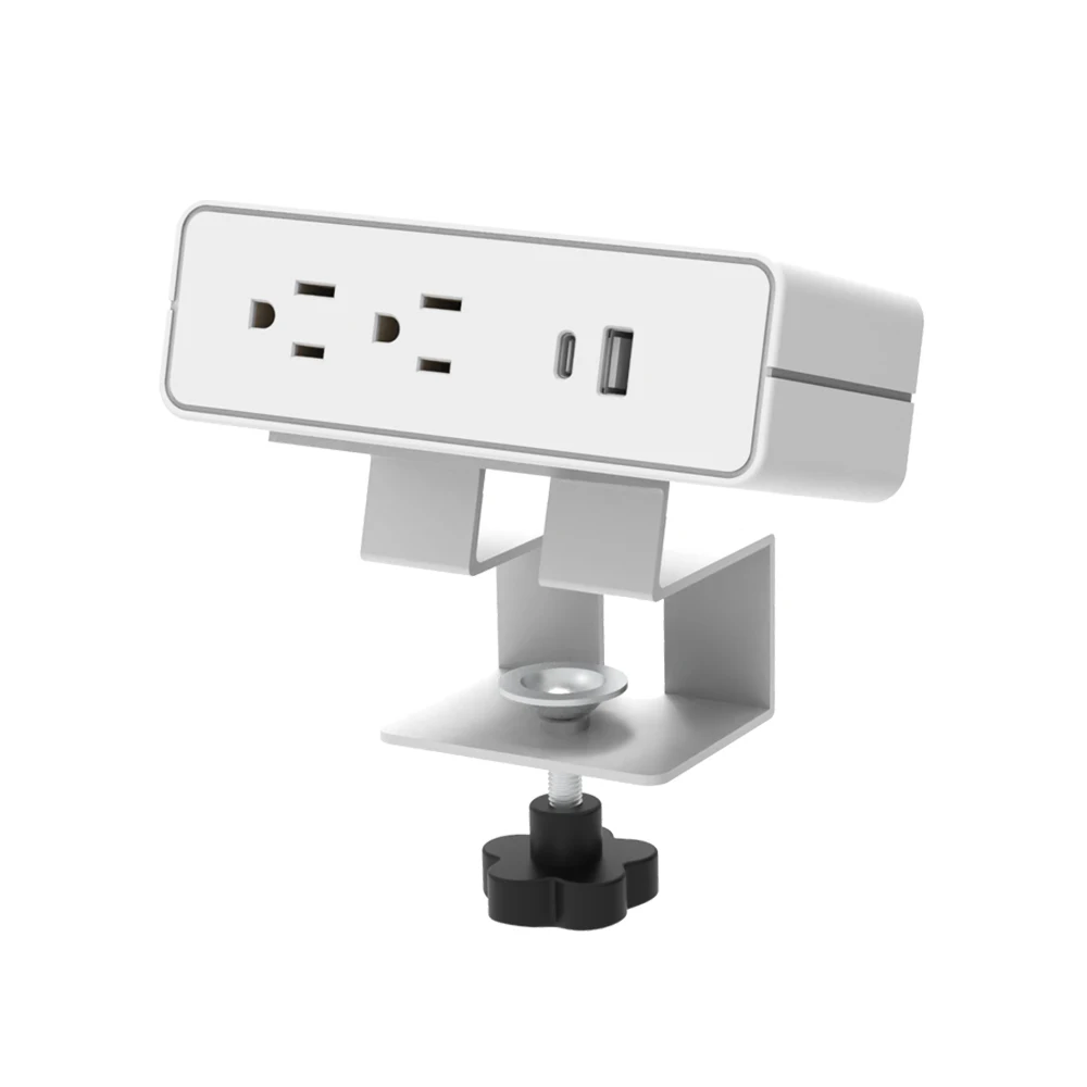 Desk Setup Dual Monitor - OMNI Desk Clamp Ac Power &