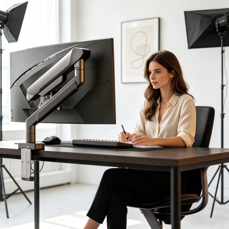Desk Setup Monitor Arm - Ergonomic Single Monitor Arm Desk Mount