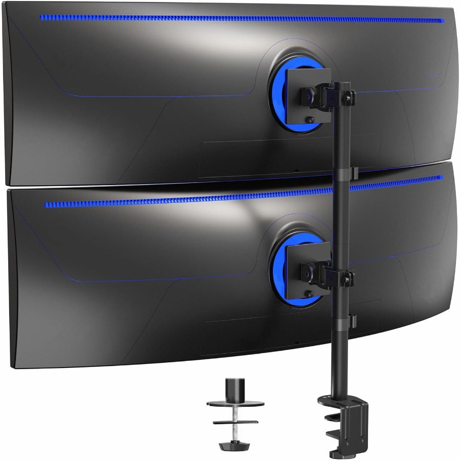 Desk Setup Dual Monitor - Dual Vertically Stacked UltraWide Monitor Desk