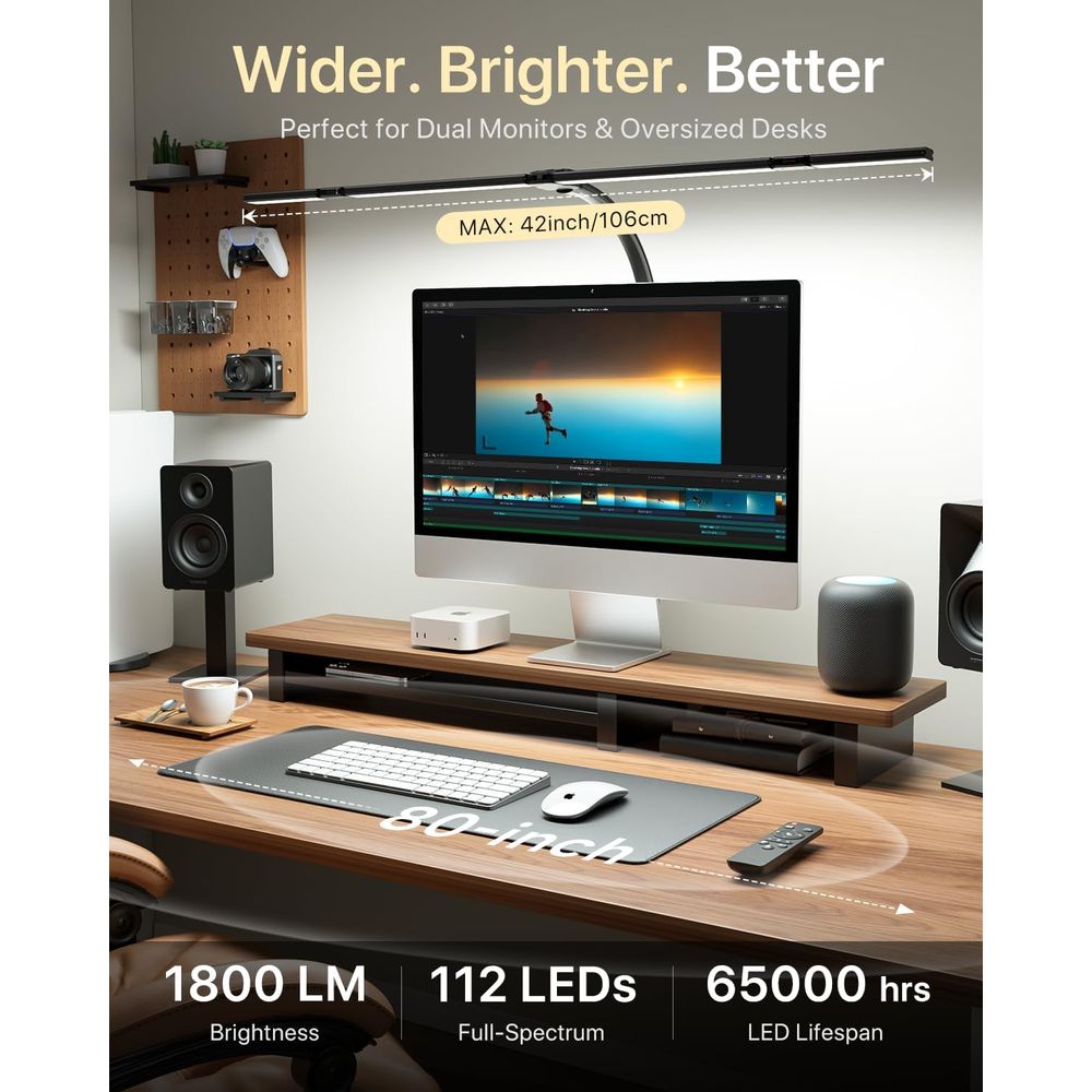 42-inch LED Desk Lamp with Adj - Desk Setup Dual Monitor avis et prix