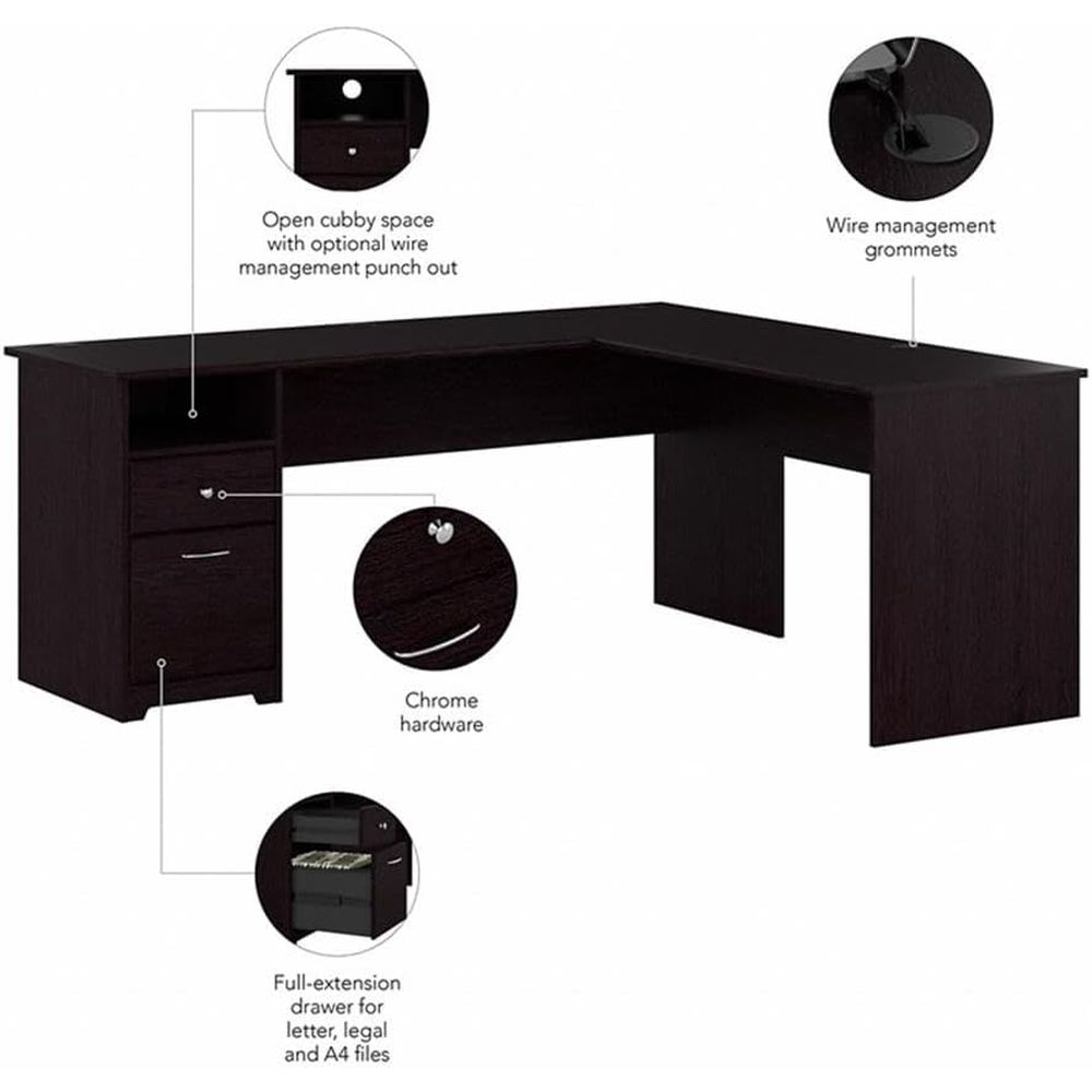 Oak 72W L-Shaped Desk with Dra - Desk Setup Oak avis et prix