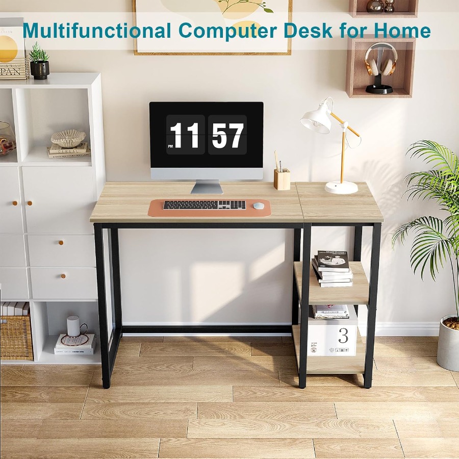 40'' Oak Computer Desk with Sh - Desk Setup Oak avis et prix