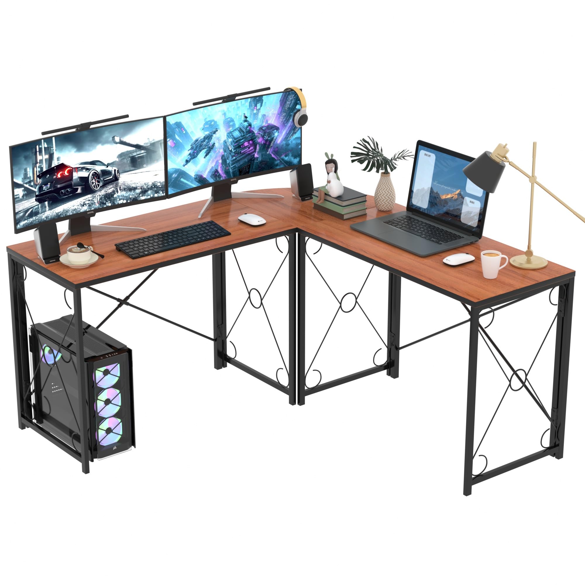 L-Shaped Computer Desk With Me - Desk Setup Dual Monitor avis et prix