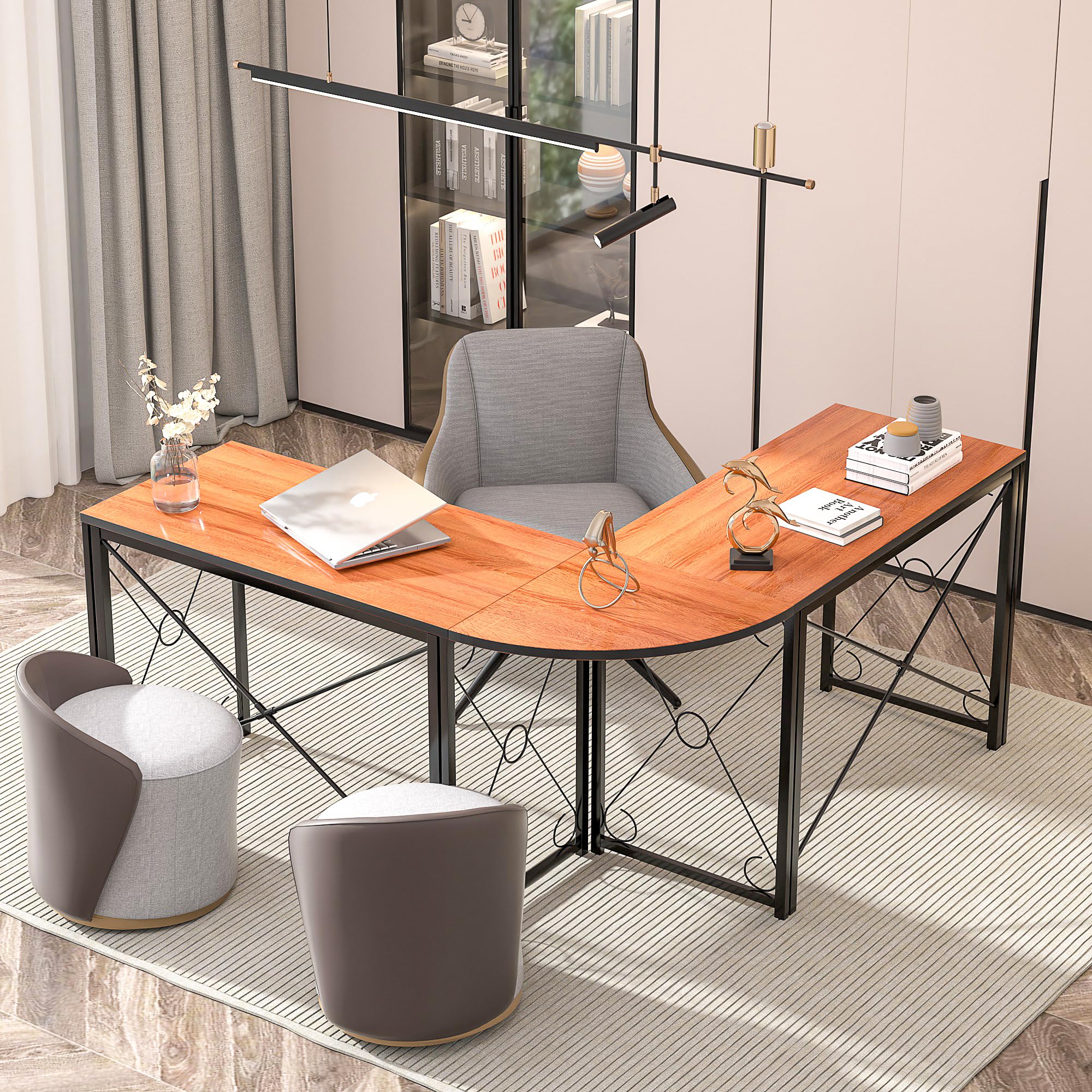 L-Shaped Computer Desk With Me - Desk Setup Dual Monitor avis et prix