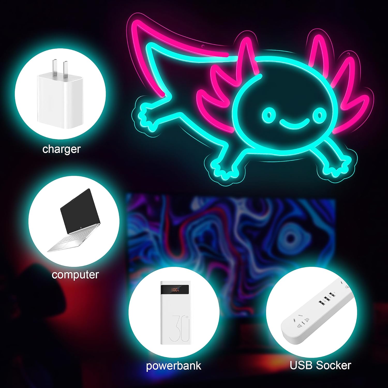 Axolotl Dragon Neon Sign Dimma - Desk Setup Studio avis et prix