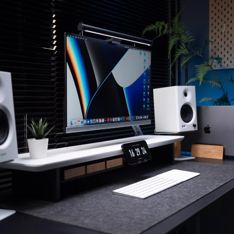 Walnut / Oak Wood Speaker Stan - Desk Setup Oak avis et prix