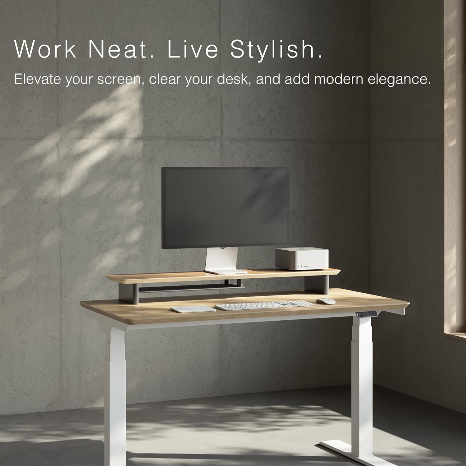 White Oak Dual‑Tier Ergonomic  - Desk Setup Oak avis et prix