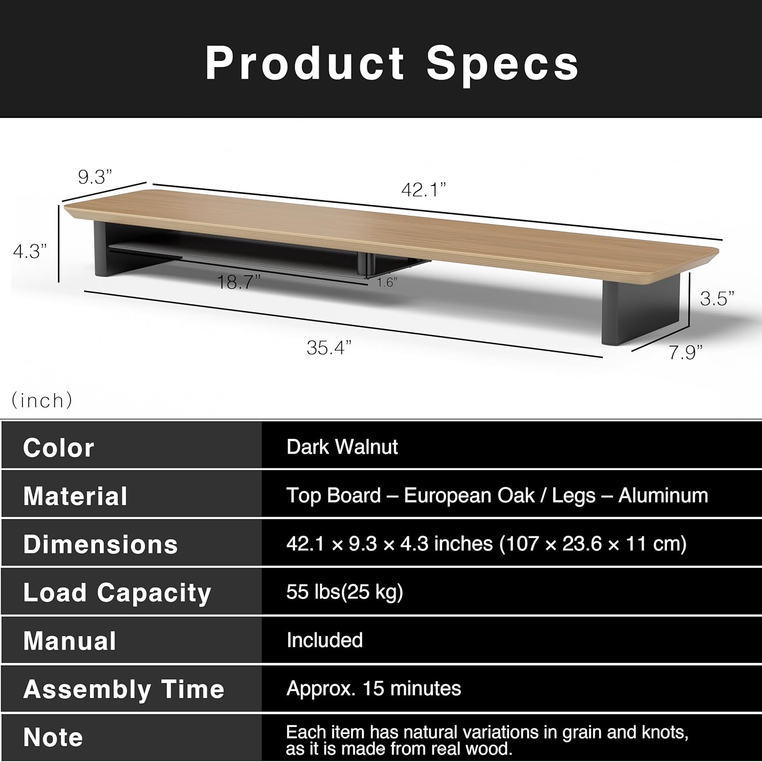 White Oak Dual‑Tier Ergonomic  - Desk Setup Oak avis et prix