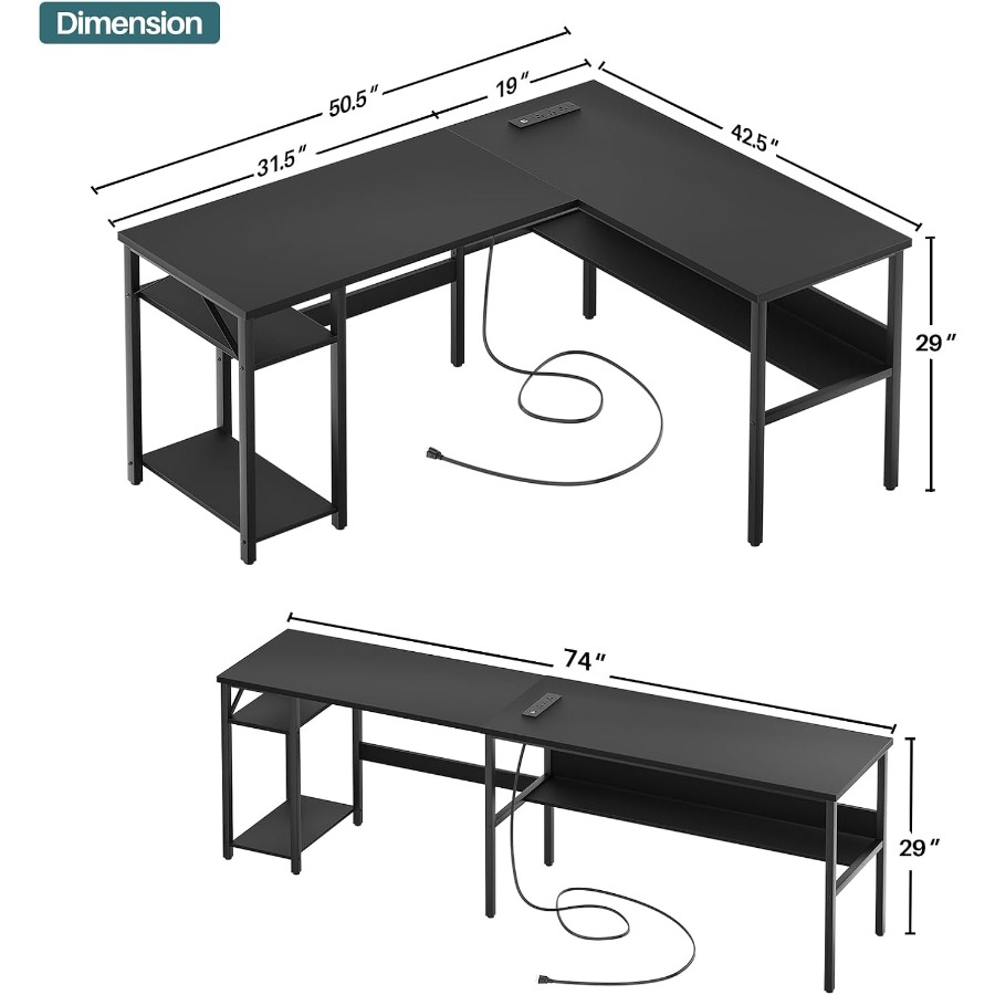 Reversible L Shaped Desk with  - Desk Setup In Office avis et prix