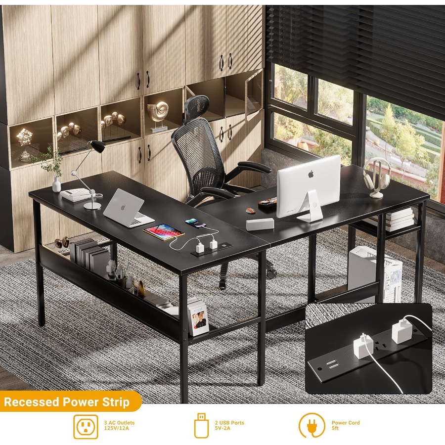 Reversible L Shaped Desk with  - Desk Setup In Office avis et prix