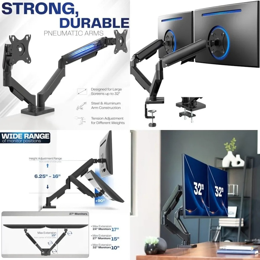 Dual Monitor Stand, Fully Adju - Desk Setup Dual Monitor avis et prix
