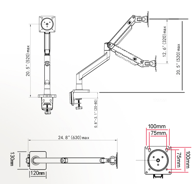 NB G40 G42 G45 Gas Spring Arm  - Desk Setup Monitor Arm avis et prix