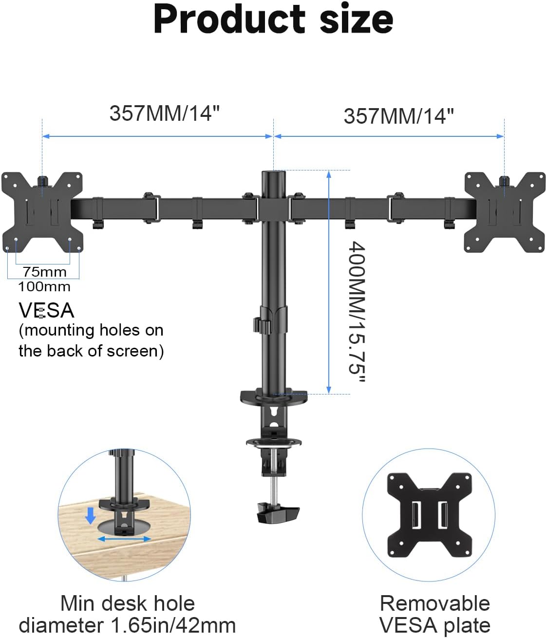 Dual Monitor Desk Mount, Adjus - Desk Setup Monitor Arm avis et prix