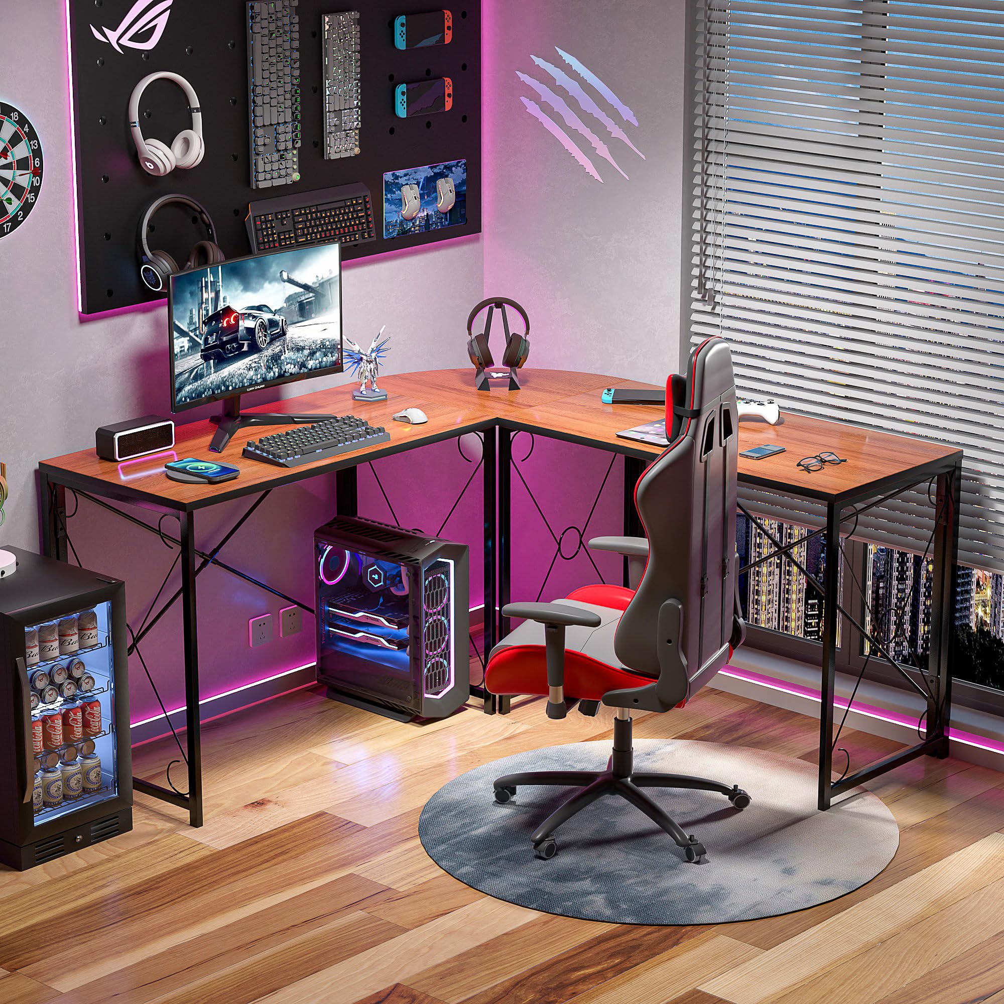 L-Shaped Computer Desk With Me - Desk Setup Dual Monitor avis et prix