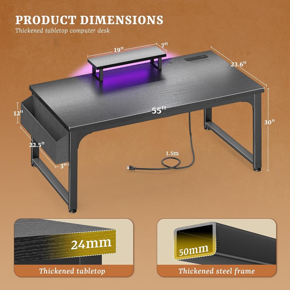 55 Inch LED Gaming Desk with P - Desk Setup Dual Monitor avis et prix