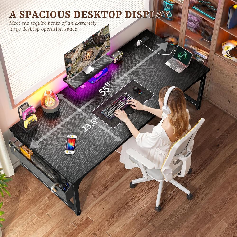 55 Inch LED Gaming Desk with P - Desk Setup Dual Monitor avis et prix