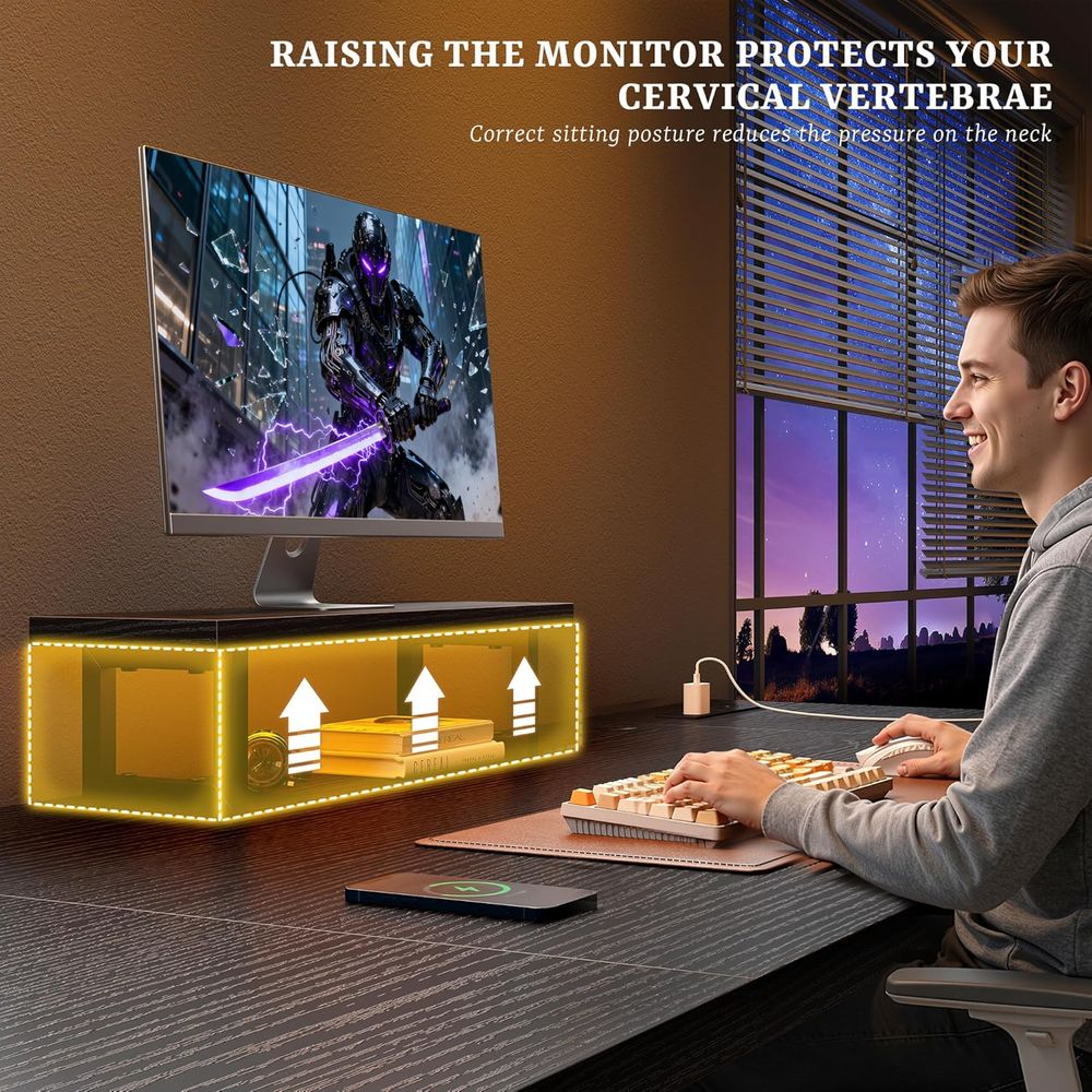 55 Inch LED Gaming Desk with P - Desk Setup Dual Monitor avis et prix