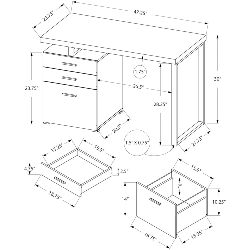 Contemporary 48 Metal & Lamina - Desk Setup Options avis et prix