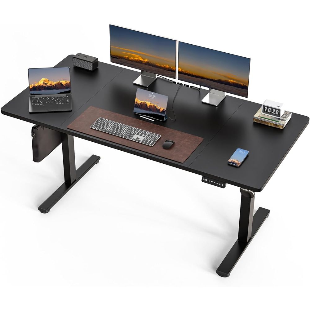 Large 63x30 Electric Adjustabl - Desk Setup Dual Monitor avis et prix