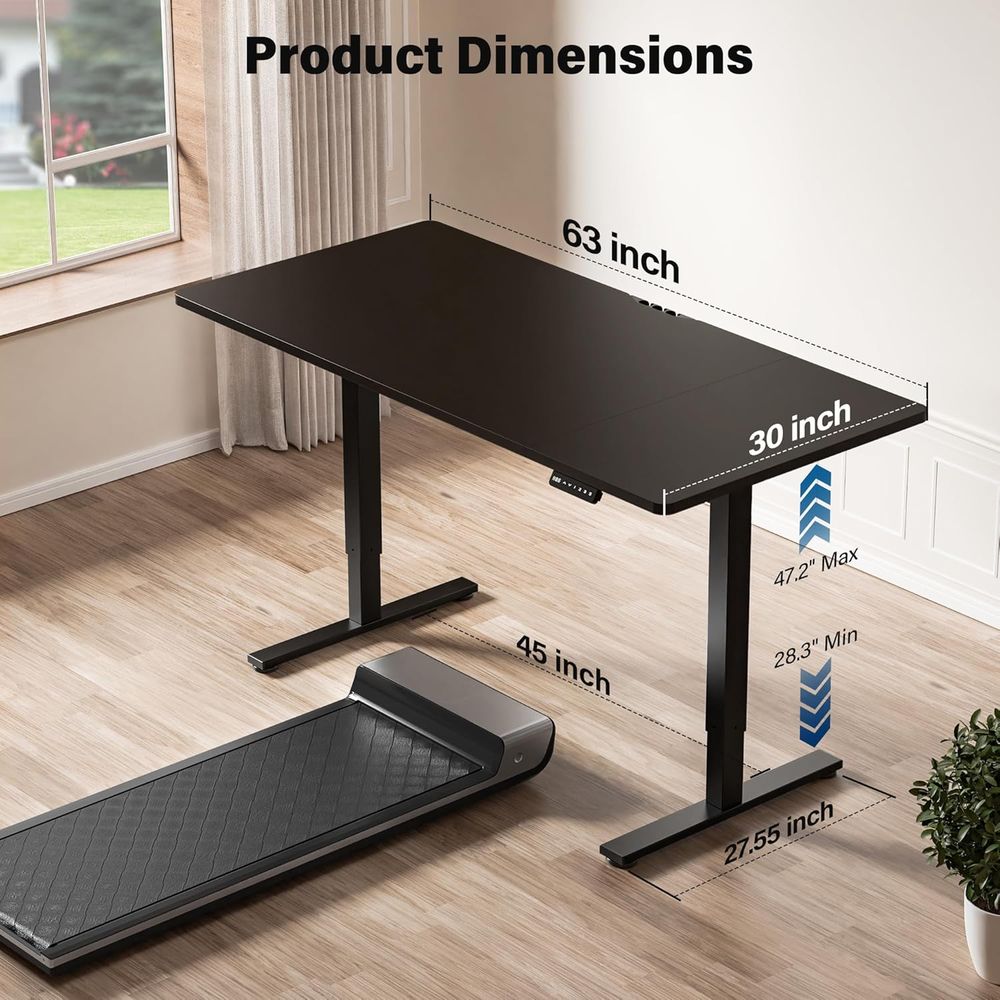 Large 63x30 Electric Adjustabl - Desk Setup Dual Monitor avis et prix