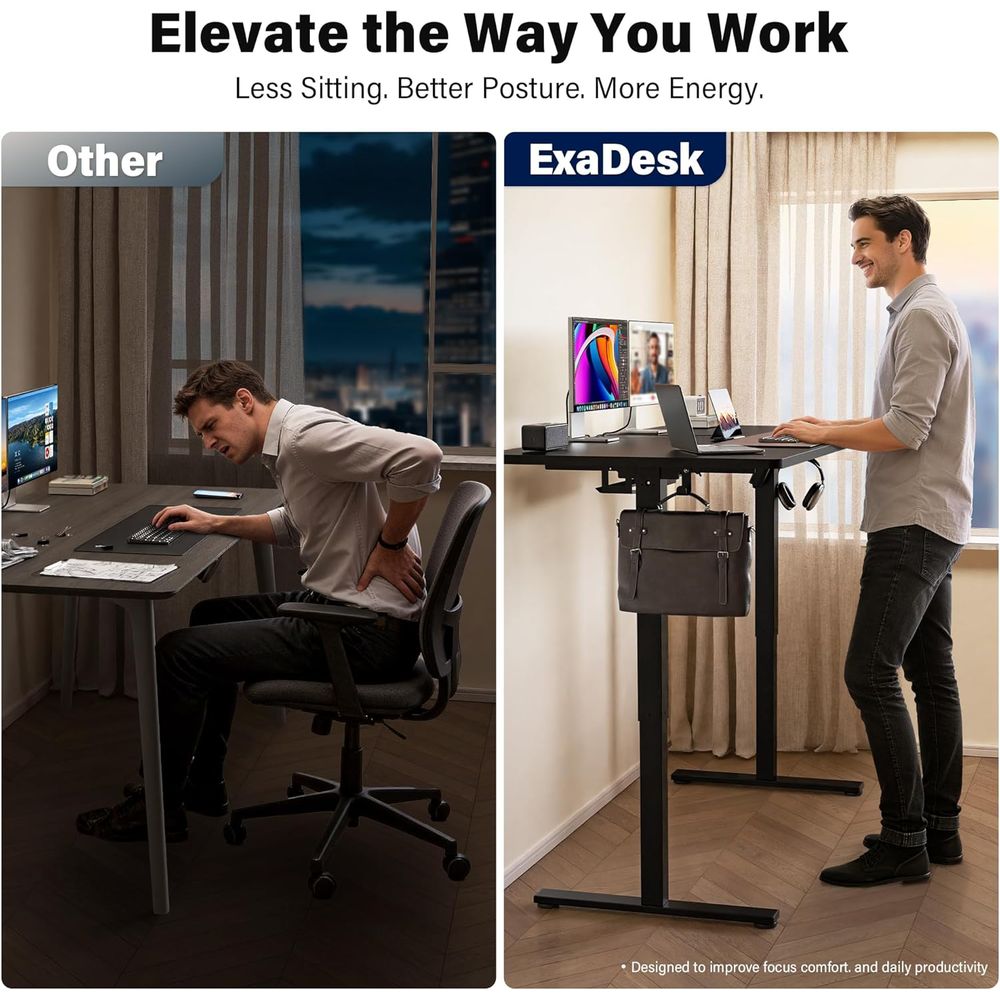 Large 63x30 Electric Adjustabl - Desk Setup Dual Monitor avis et prix