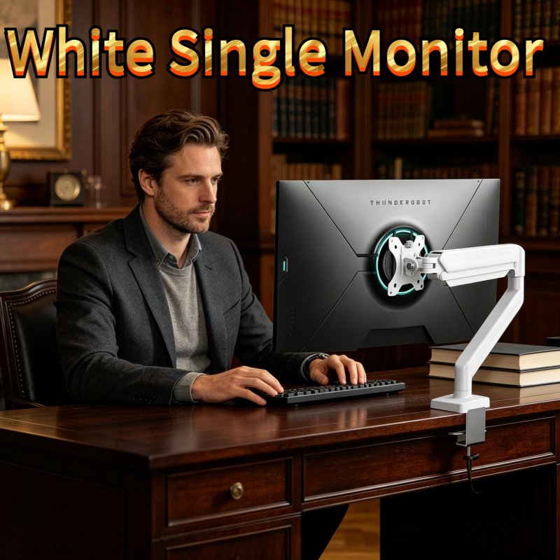 Height Adjustable White Single - Desk Setup Monitor Arm avis et prix