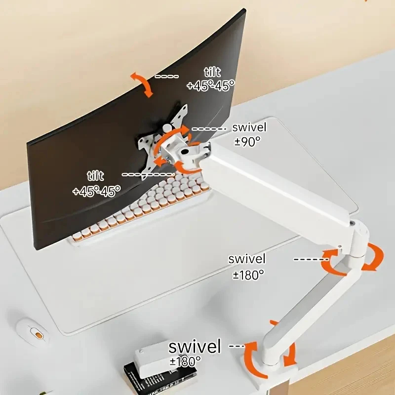 Height Adjustable White Single - Desk Setup Monitor Arm avis et prix