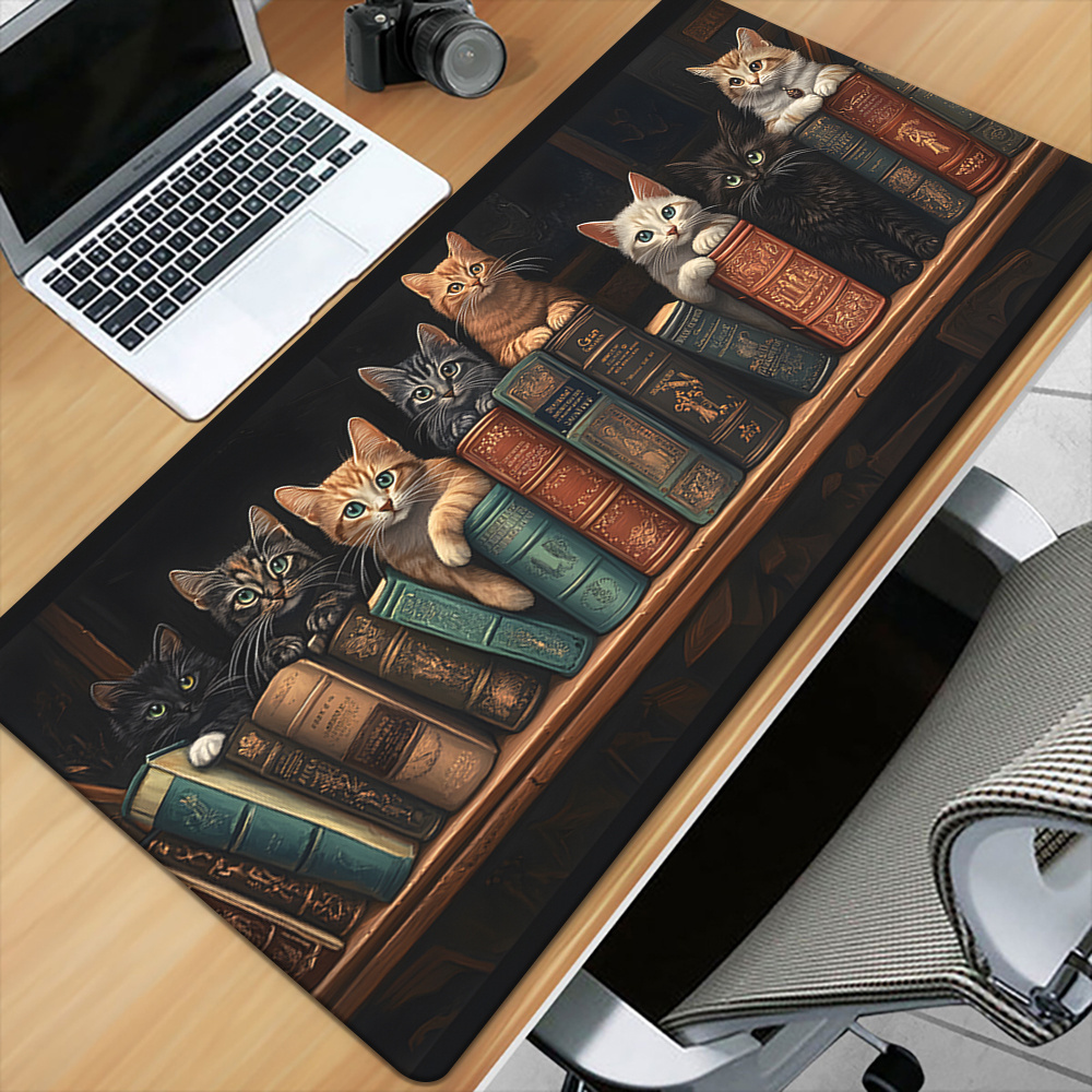 Cute Cats on Books Mouse Pad O - Desk Setup Books avis et prix