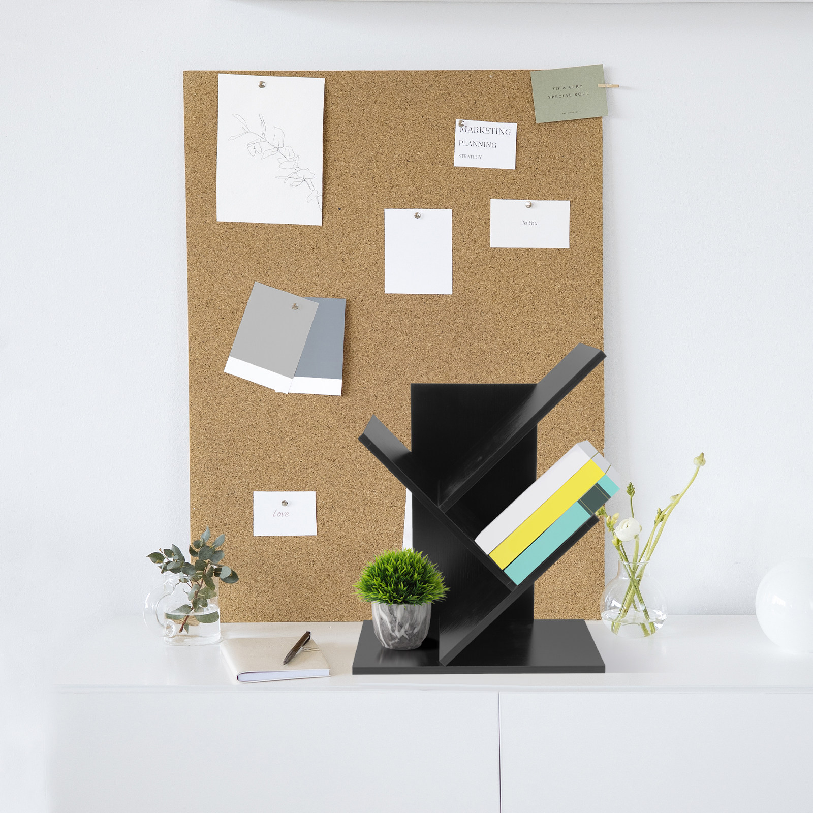 Wood Desktop Bookshelf Storage - Desk Setup Books avis et prix