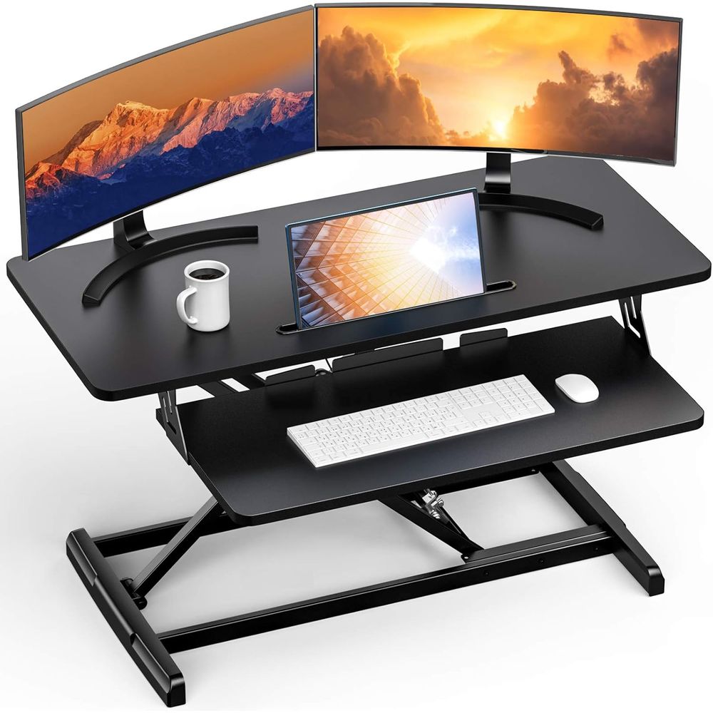 Height-Adjustable Standing Des - Desk Setup Dual Monitor avis et prix