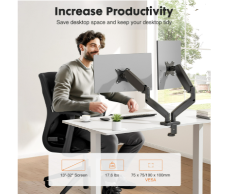 Dual Monitor Stand Arm, Gas Sp - Desk Setup Monitor Arm avis et prix