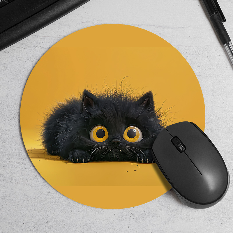 Cute Black Cat Round Mouse Pad - Desk Setup In Office avis et prix