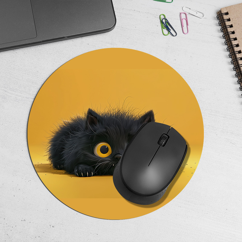 Cute Black Cat Round Mouse Pad - Desk Setup In Office avis et prix