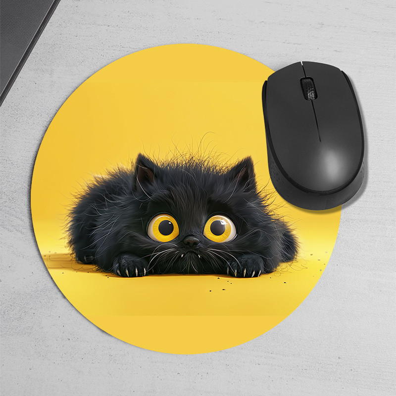Cute Black Cat Round Mouse Pad - Desk Setup In Office avis et prix