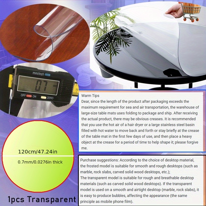 1pc 100/110/120cm Clear PVC Ro - Desk Setup Carpet avis et prix