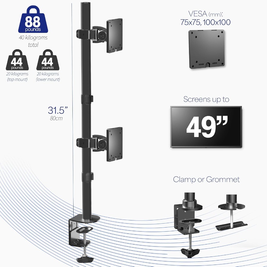 Dual Vertically Stacked UltraW - Desk Setup Dual Monitor avis et prix